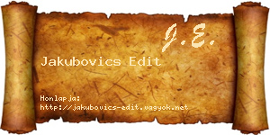 Jakubovics Edit névjegykártya